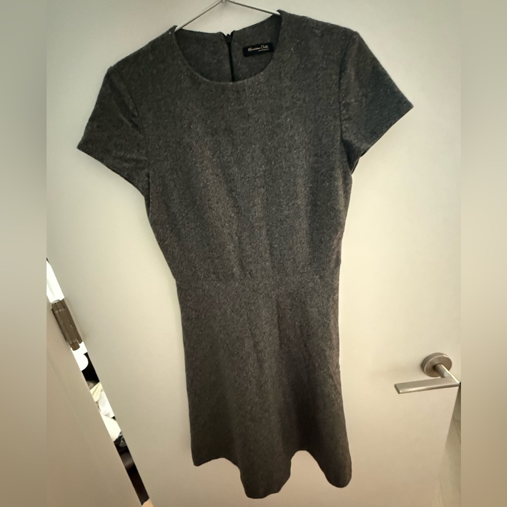 Massimo Dutti Grey A Line Wool Dress Size 2